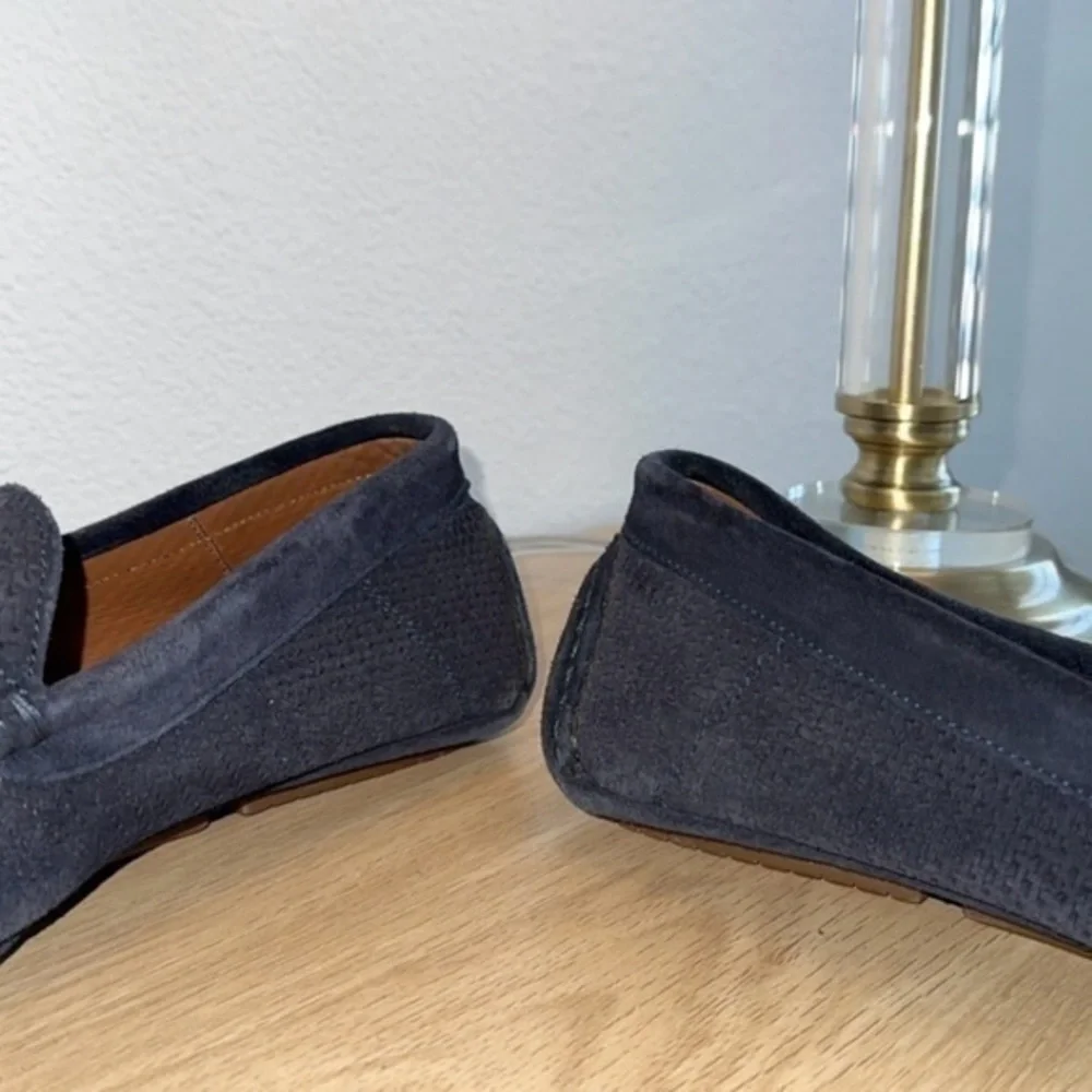 Aquatalia Bruce Weatherproof Navy‎ Blue Woven Leather Suede Driving Loafers 10.5